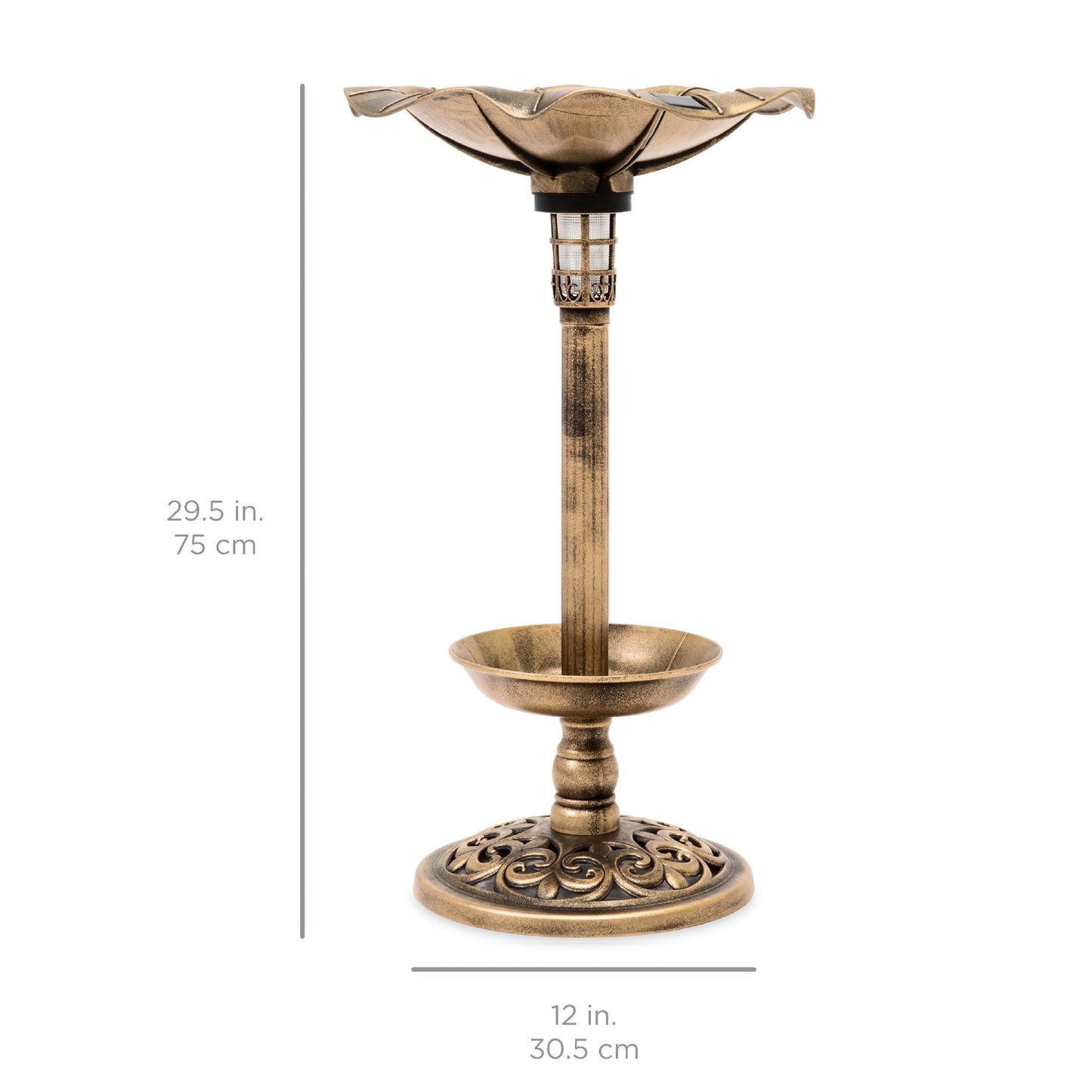 Solar Lighted Bird Bath w/ Planter