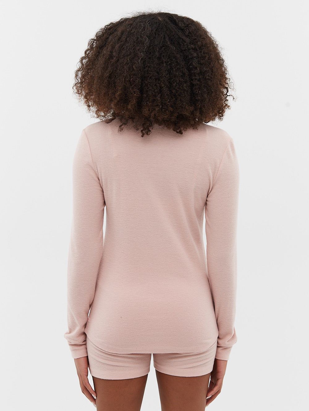 Brushed Rib Knit Long Sleeve Tee & Shorts Set