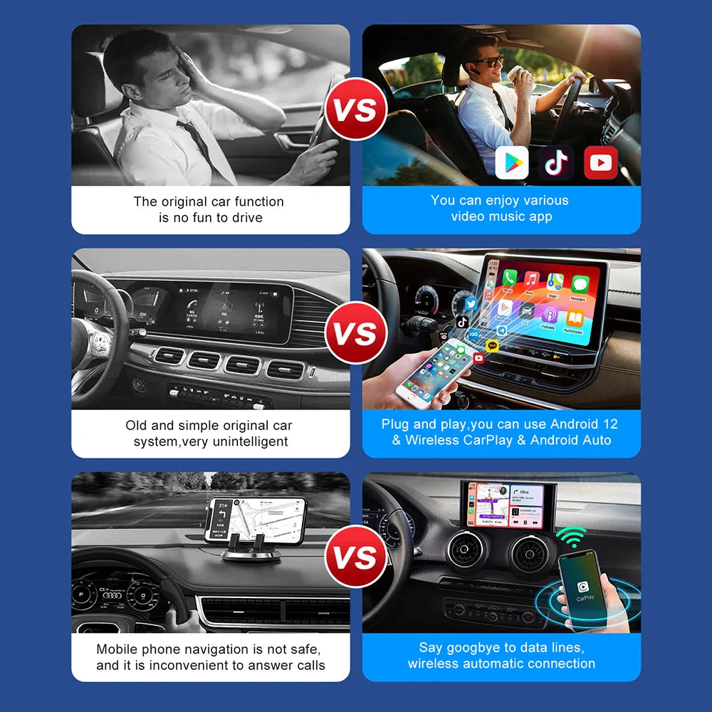 Smart CarPlay Ai Box Android 13 for OEM CarPlay Cars with Wifi Wireless Android Auto Built-in Play Store for Netflix YouTube