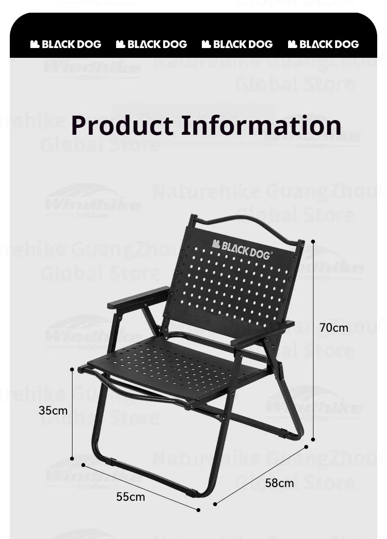 BLACKDOG HIVE Kermit Metal Chair Portable Lightweight Outdoor Folding Fishing Chair Breathable Moon Armchair Honeycomb Design Load Bearing Up To 112kg