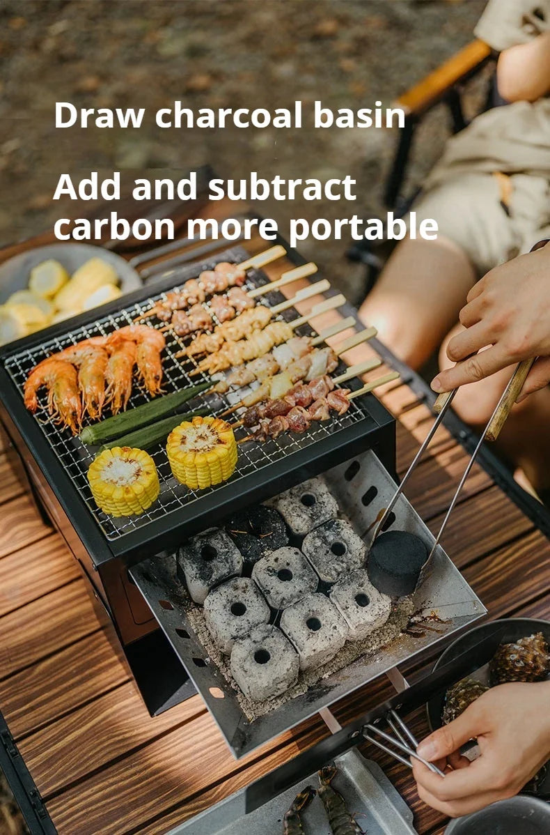 Naturehike Folding Charcoal Grill Outdoor Portable 1-2 Persons BBQ Desk Tabletop Stove Furnance Camping Picnic Barbecue Burner Cooking Grill Stand