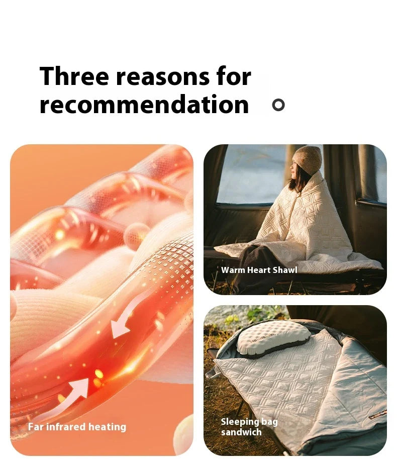 Naturehike Electric Heater Blanket Portable Ultralight Wearable Cloak Sleeping Bag Poncho Coat Winter Warm 20D 380T Nylon Fabric USB Electric Heating Quilt