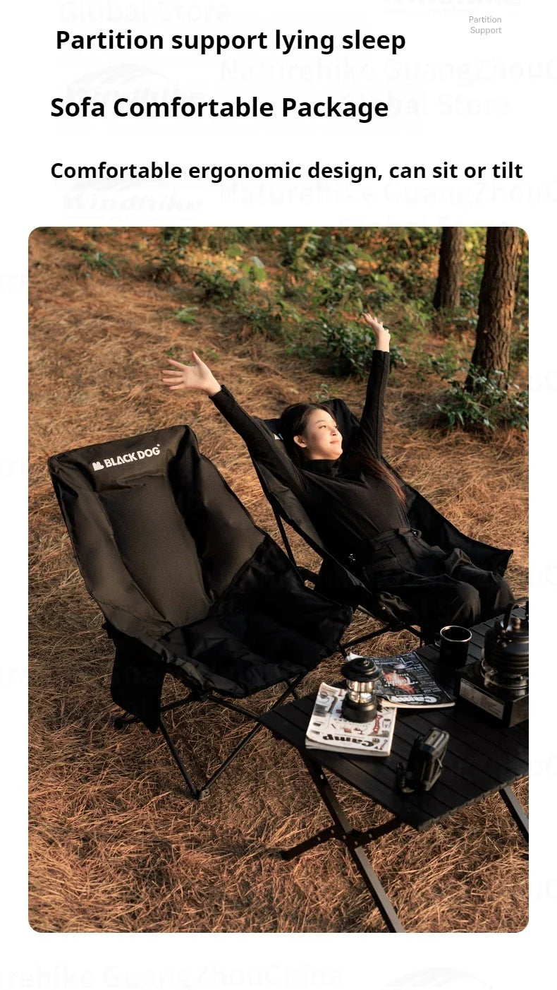 BLACKDOG Floating Moon Adjustable Recliner Folding Cotton Camping Lounge Moon Chair Carbon Steel Leisure Outdoor Fishing Picnic Thicken 600D Oxford Cloth