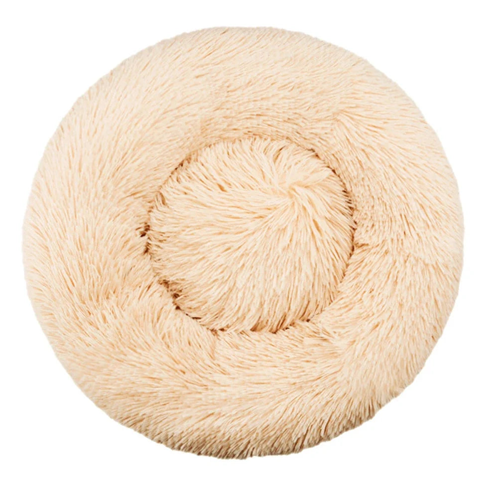 Round Plush Pet Bed for Dogs & Cats