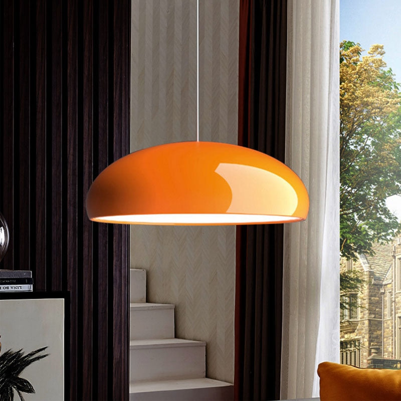 Italian Design Dome Pendant Light With Wide Curved Shade