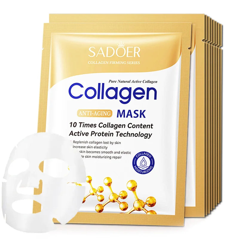10pcs Anti-Wrinkle Collagen Face Mask – Moisturizing, Anti-Aging, Repair & Brightening Skincare Sheet Mask