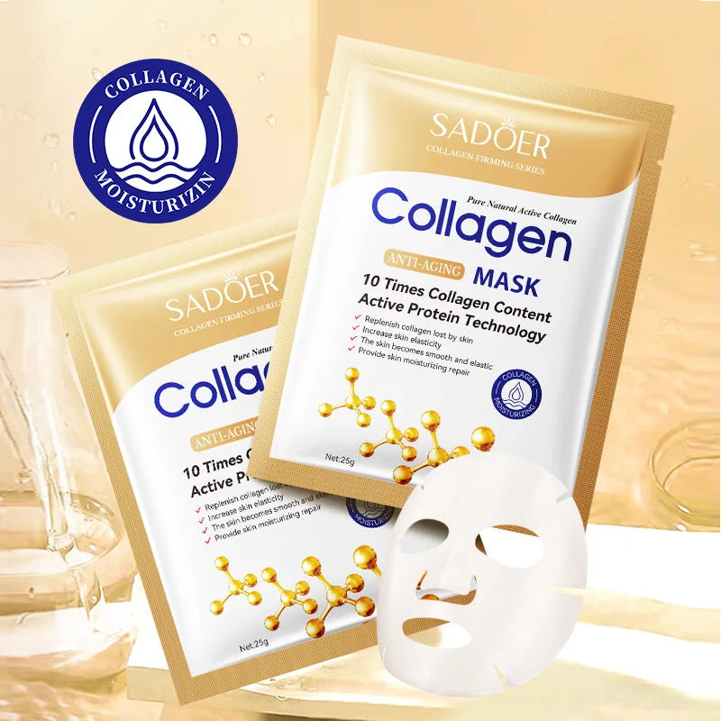 10pcs Anti-Wrinkle Collagen Face Mask – Moisturizing, Anti-Aging, Repair & Brightening Skincare Sheet Mask