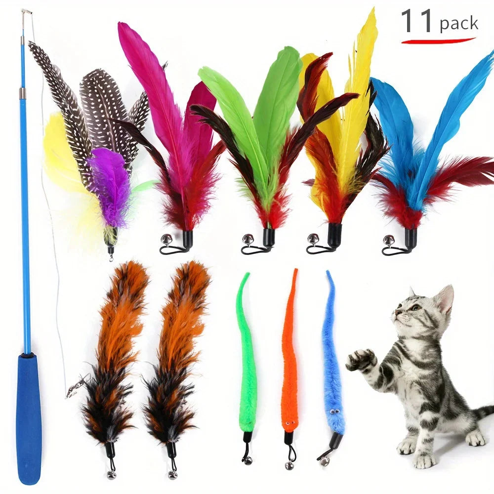 Cat Feather Wand Toy Set (11-Piece)
