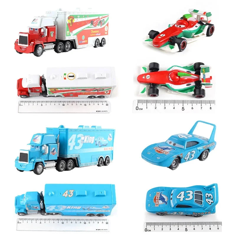 Disney Pixar Cars 3 Lightning McQueen, Jackson Storm, Cruz Ramirez, Hudson Mack Truck & Chick Hicks Toy Set