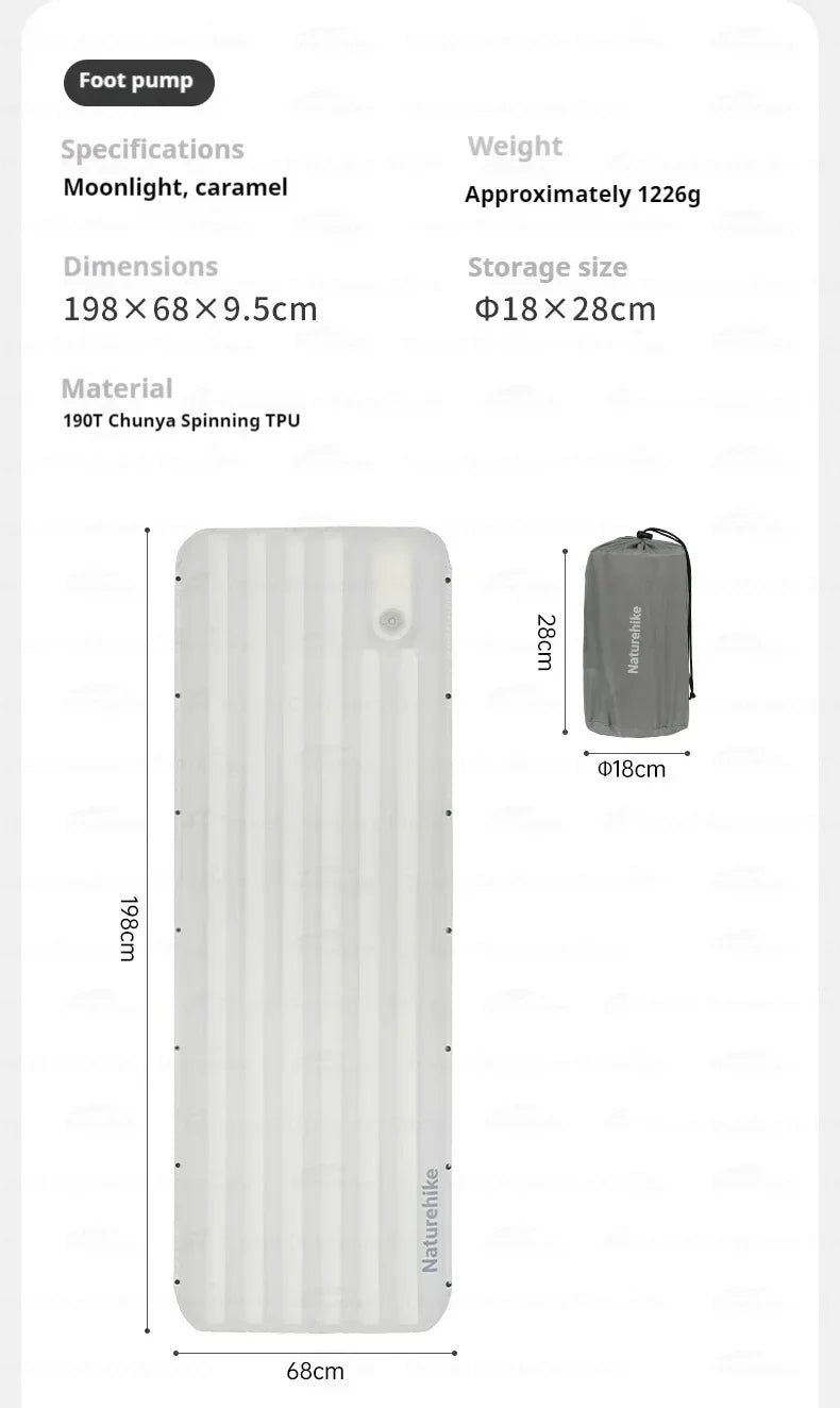 Naturehike Inflatable Cushion Series Inflatable Mat Splicing Sleeping Pad 2 Different Style Camping TPU Thickened 9.5cm Outdoor Bed Air Mattress