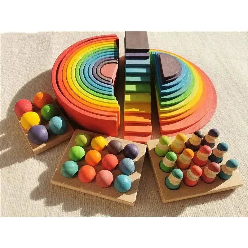 High Quality Lime Wood Rainbow Arch Stacking Blocks for Creative Play and Learning