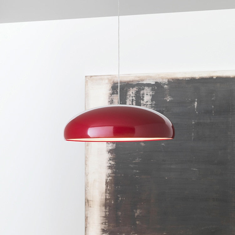 Italian Design Dome Pendant Light With Wide Curved Shade