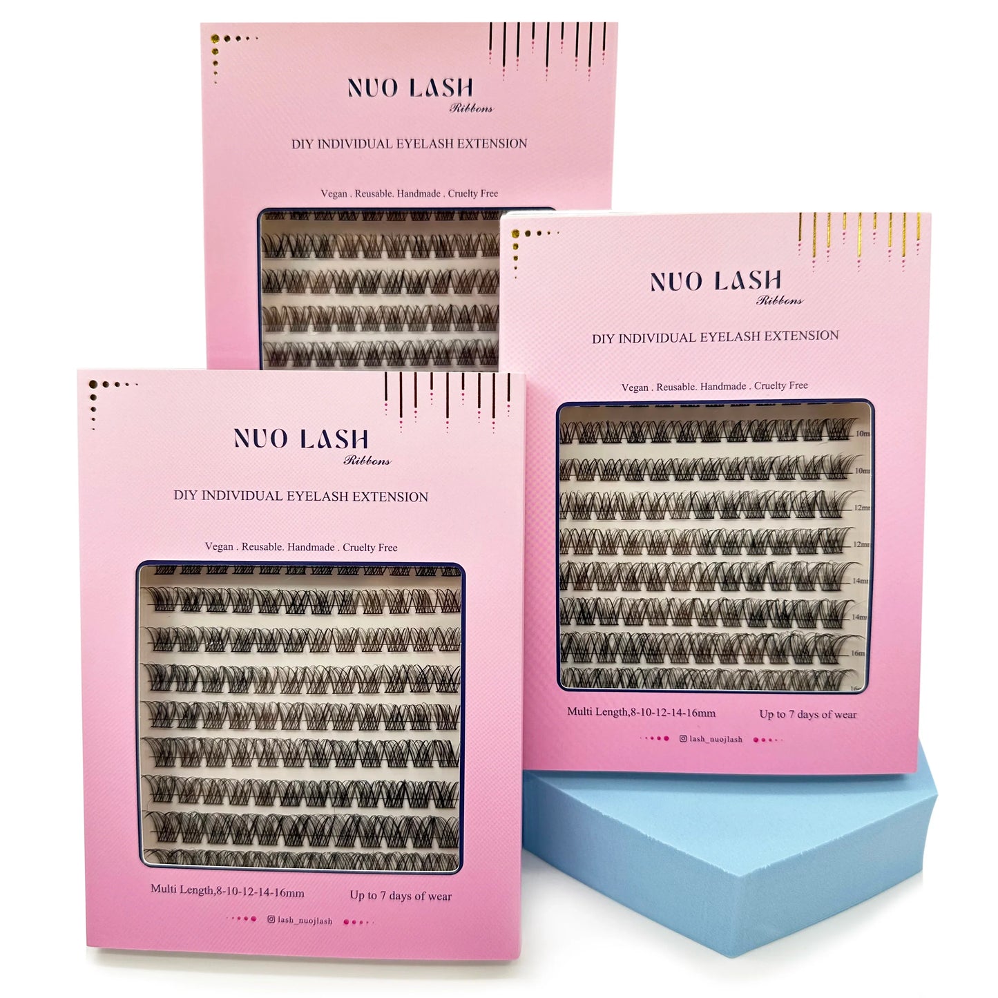 NUO Makeup Luxury DIY Cluster Lash Extension Glue-Based Percut Eyelash Segment Individual Lashes 3D Ribbon Lashes Private Label
