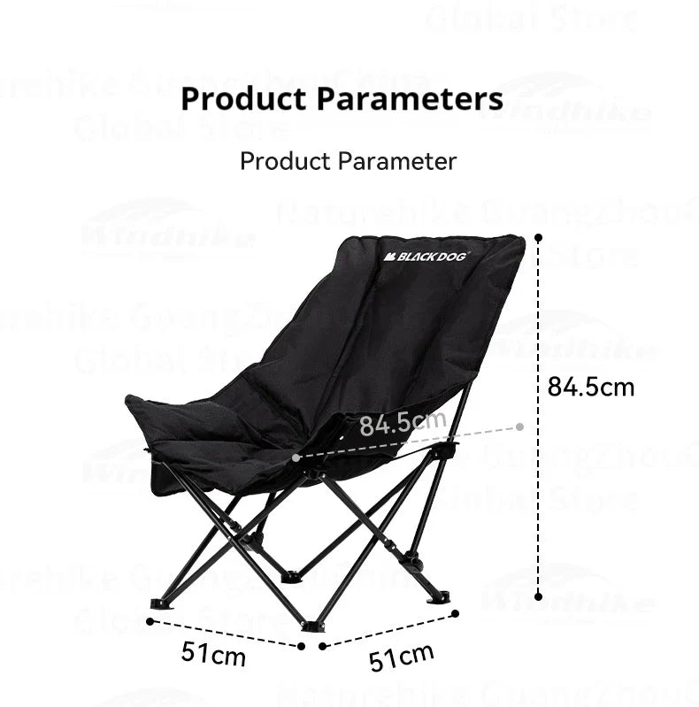 BLACKDOG Floating Moon Adjustable Recliner Folding Cotton Camping Lounge Moon Chair Carbon Steel Leisure Outdoor Fishing Picnic Thicken 600D Oxford Cloth