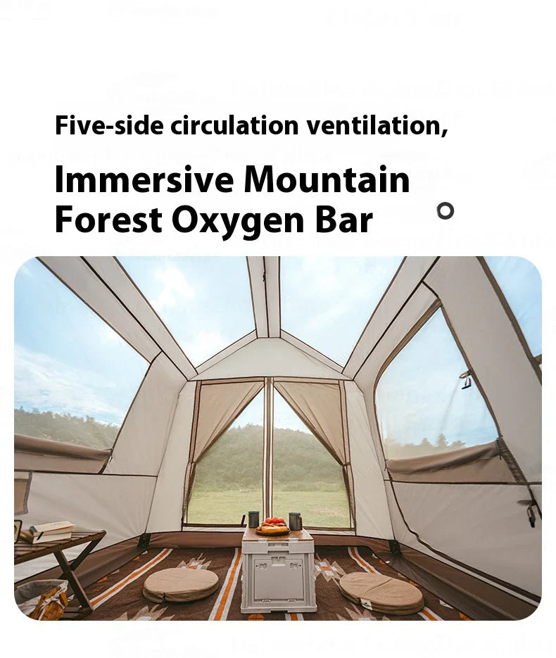 PRE-ORDER Naturehike VILLAGE 6.0 Gen 2 Flagship Edition Fast Automatic Cabin Tent Ti Black Coated Sunscreen Large 15m² Use Space 4 Person Waterproof