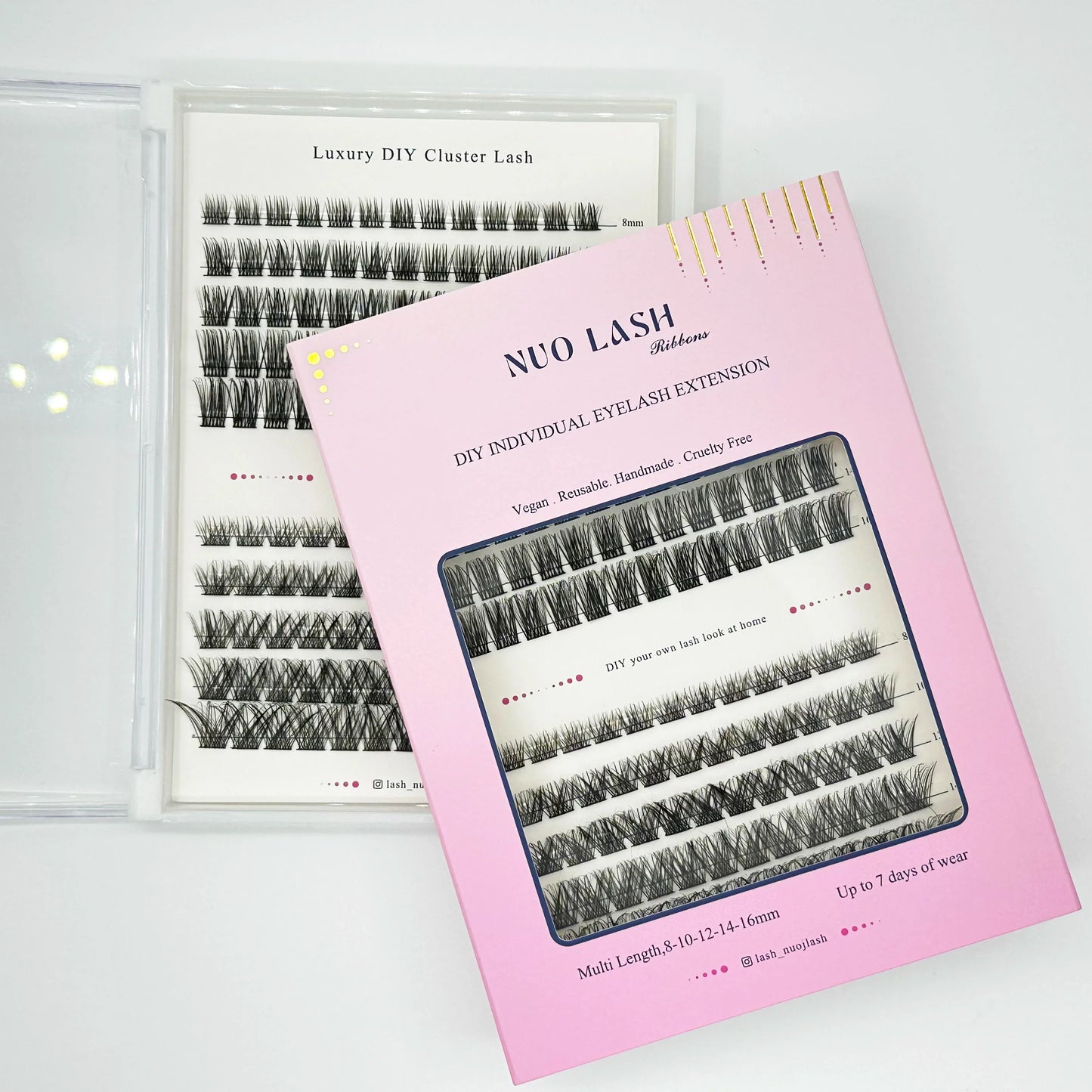 NUO Makeup Luxury DIY Cluster Lash Extension Glue-Based Percut Eyelash Segment Individual Lashes 3D Ribbon Lashes Private Label