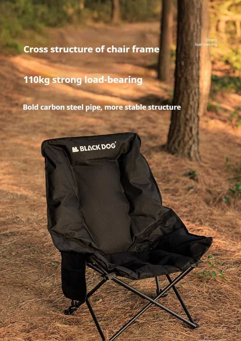BLACKDOG Floating Moon Adjustable Recliner Folding Cotton Camping Lounge Moon Chair Carbon Steel Leisure Outdoor Fishing Picnic Thicken 600D Oxford Cloth
