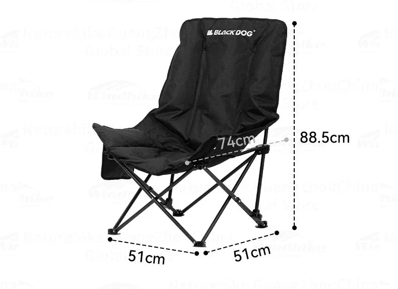 BLACKDOG Floating Moon Adjustable Recliner Folding Cotton Camping Lounge Moon Chair Carbon Steel Leisure Outdoor Fishing Picnic Thicken 600D Oxford Cloth