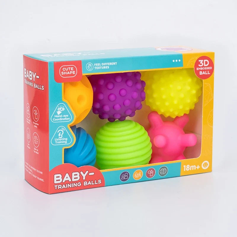 6 Pcs Sensory Balls for Babies - Textured Massage Balls, Infant Rattles, Educational Touch Toys for Bath Time