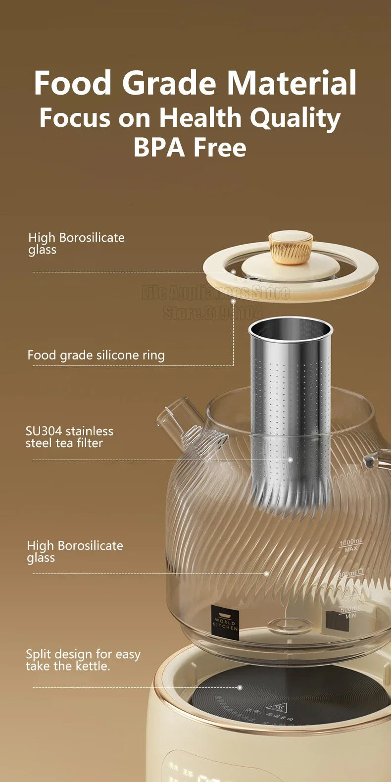 Electric Glass Kettle- HMT15GK