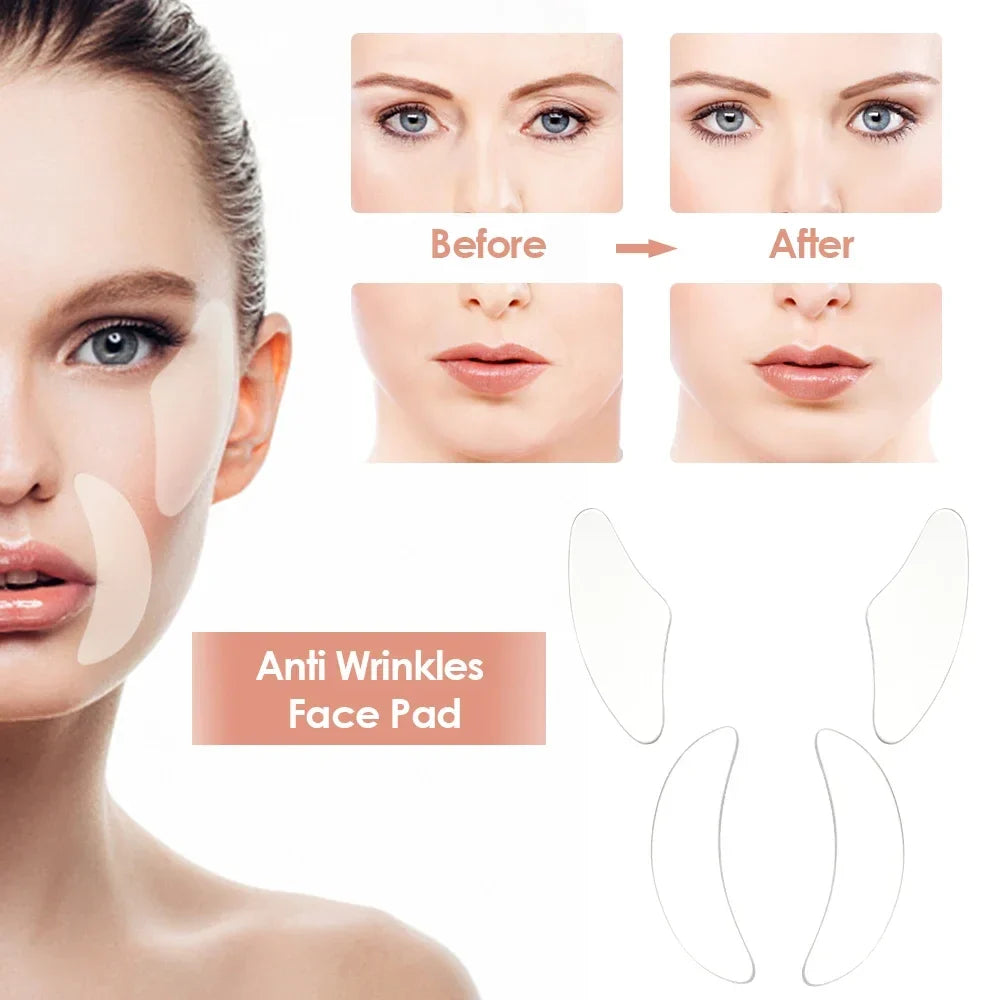 Reusable Silicone Wrinkle Removal Sticker Anti Wrinkle Pads Anti Aging Skin Face Lifting Patches Face Forehead Neck Eye Stickers