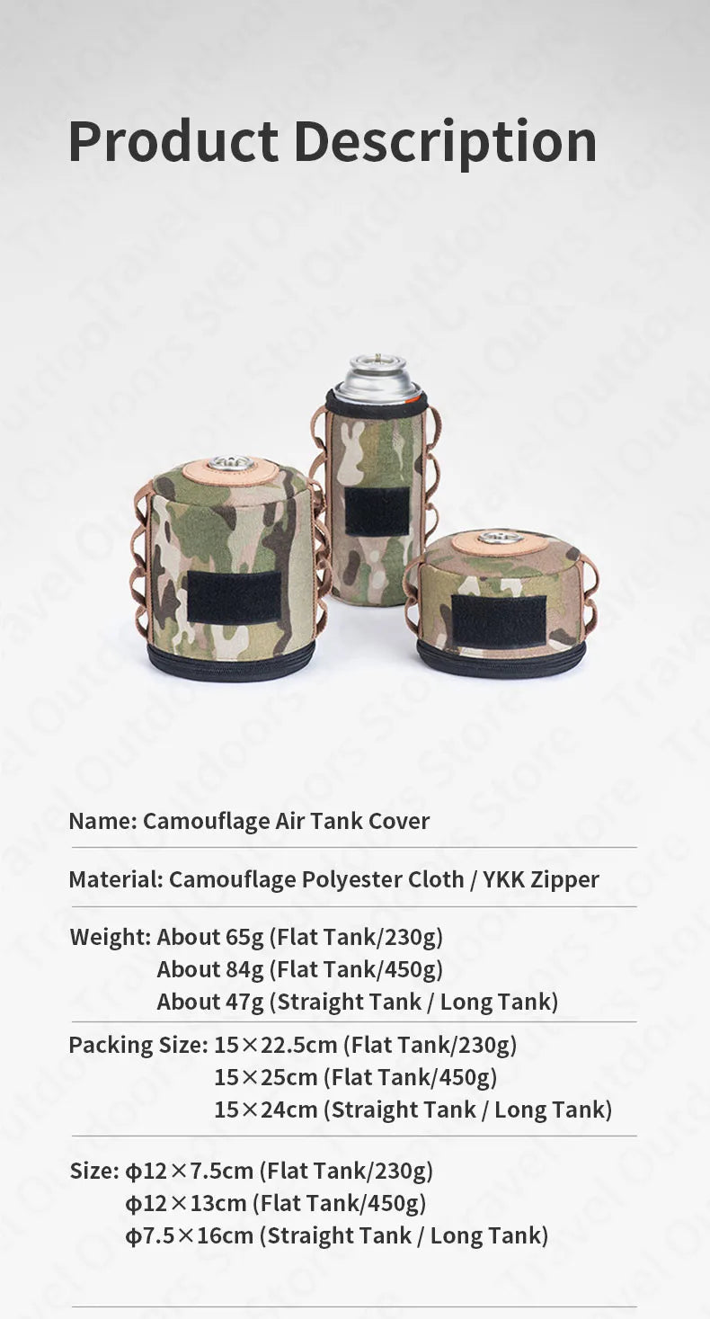 Naturehike Camouflage Air Tank Cover Ultralight Gas Butane Tank Protect Cover for 230g 250g 450g Tissue Box Outdoor Accessories Tool Camouflage Color