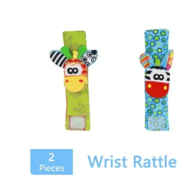 Newborn Cartoon Plush Socks Wrist Strap Rattles Baby Toys 0-36 Months