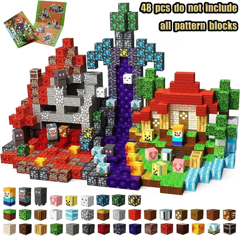 Magnetic Building Blocks Set - Mine Exploration STEM Toy for Kids, Construction Brick Cubes for Boys and Girls