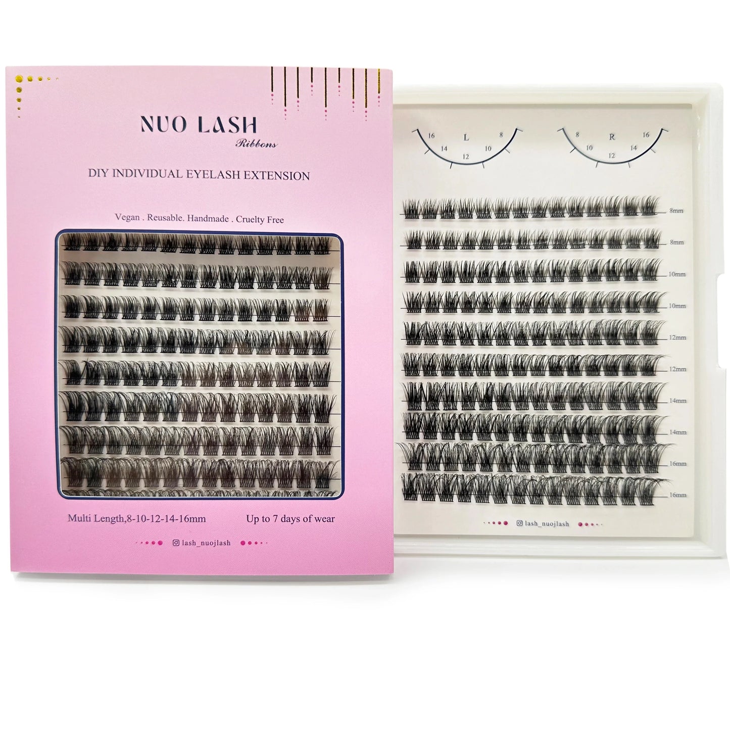 NUO Makeup Luxury DIY Cluster Lash Extension Glue-Based Percut Eyelash Segment Individual Lashes 3D Ribbon Lashes Private Label