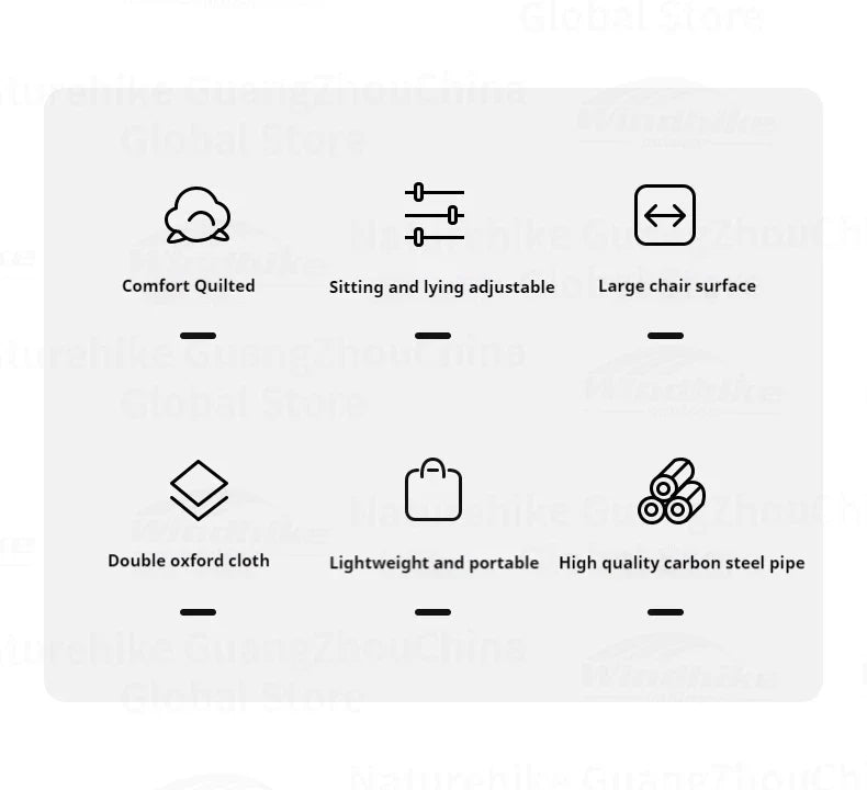 BLACKDOG Floating Moon Adjustable Recliner Folding Cotton Camping Lounge Moon Chair Carbon Steel Leisure Outdoor Fishing Picnic Thicken 600D Oxford Cloth