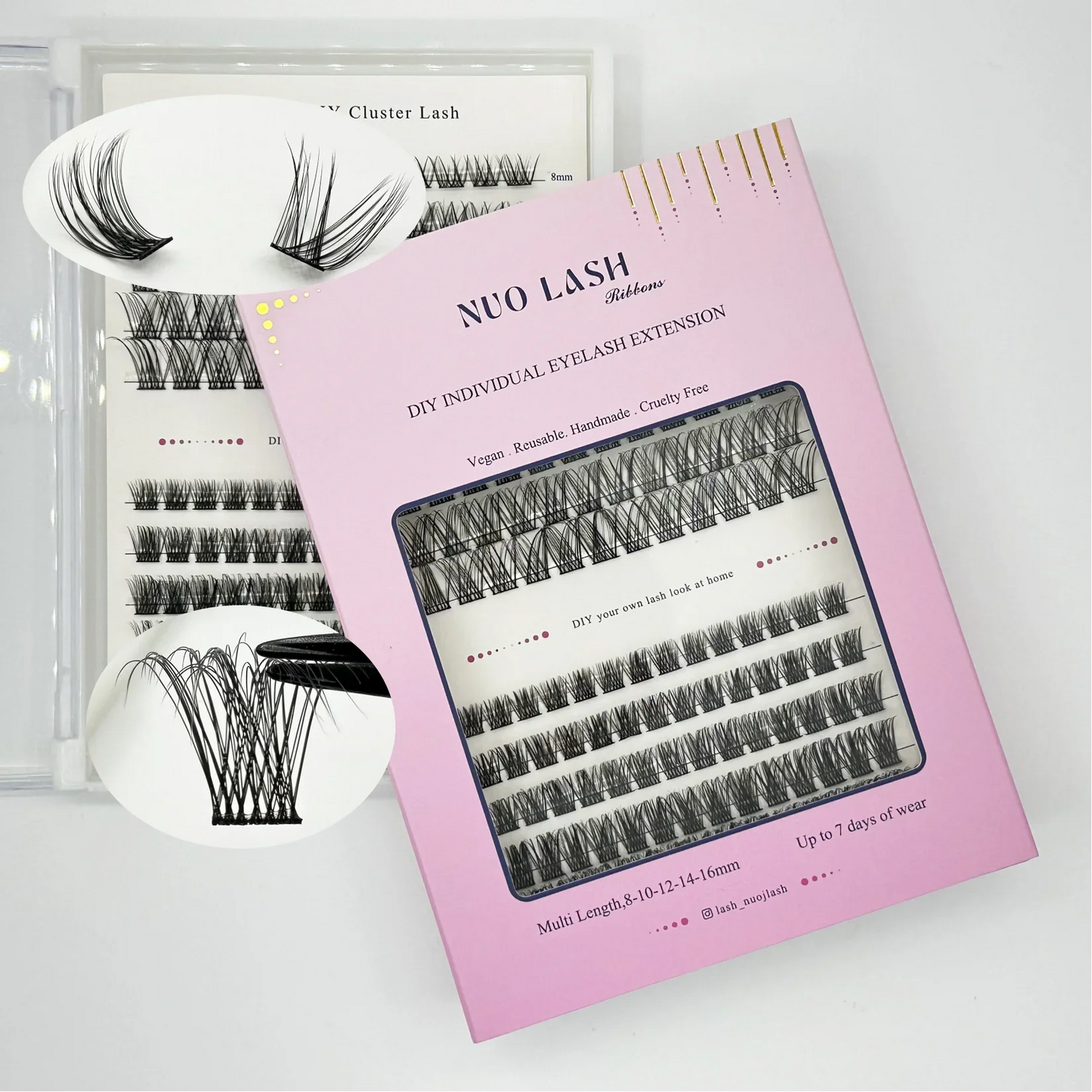 NUO Makeup Luxury DIY Cluster Lash Extension Glue-Based Percut Eyelash Segment Individual Lashes 3D Ribbon Lashes Private Label