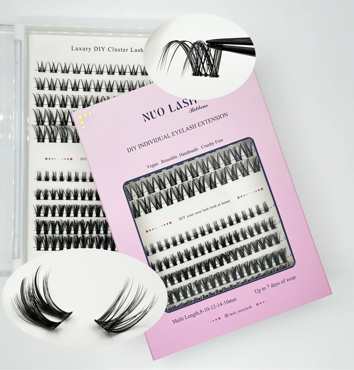 NUO Makeup Luxury DIY Cluster Lash Extension Glue-Based Percut Eyelash Segment Individual Lashes 3D Ribbon Lashes Private Label