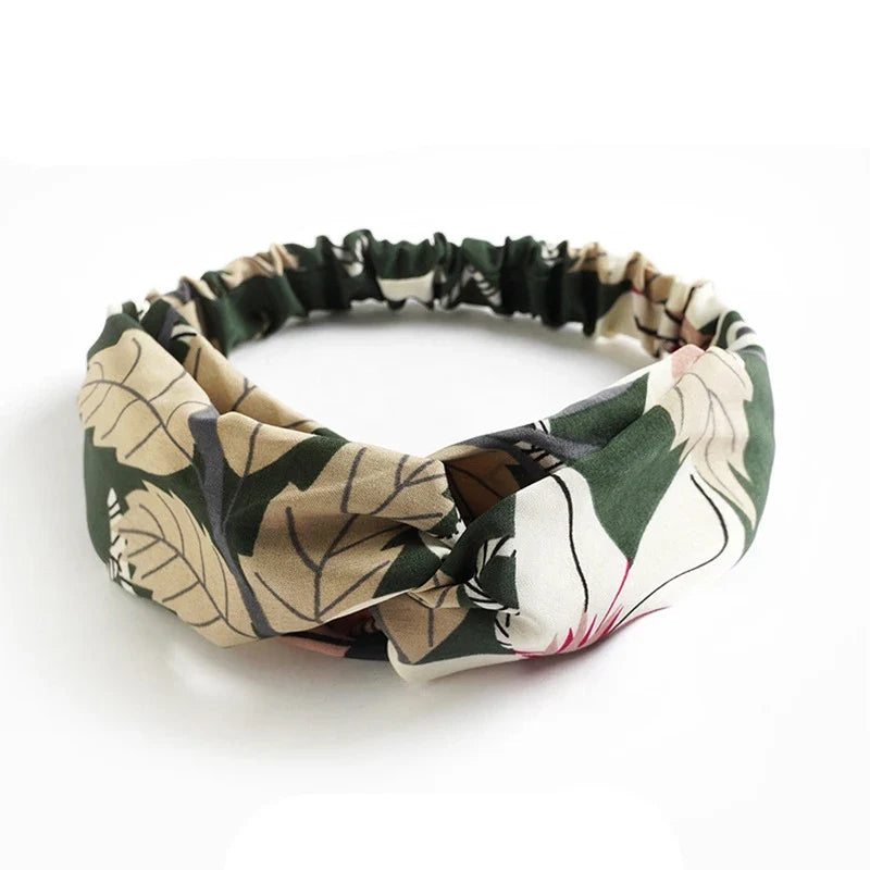 vintage cross turban headband summer print