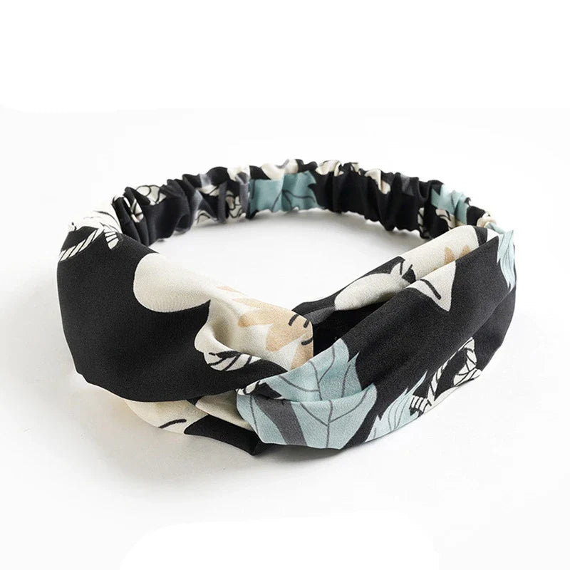 vintage cross turban headband summer print