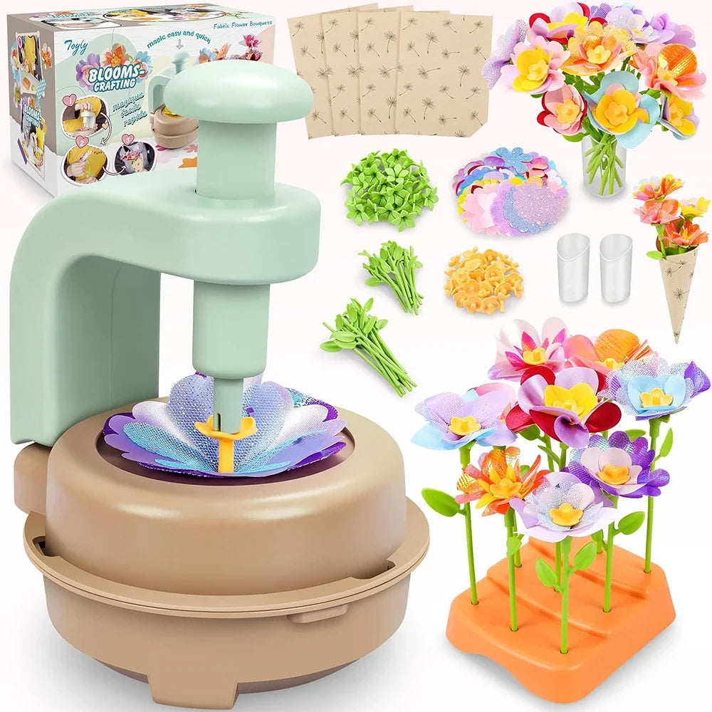 Fabric Flower Bouquet DIY Craft Kit for Kids - Educational Toddler Activity, Build Your Own Floral Arrangement