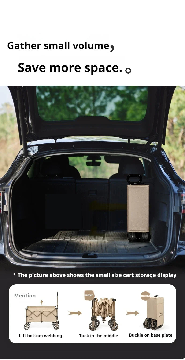 Naturehike Multi-Terrain Gathering Cart Multifunction Foldable Camping Trolley Large Capacity Outdoor Cart Wagon Collapsible 360°