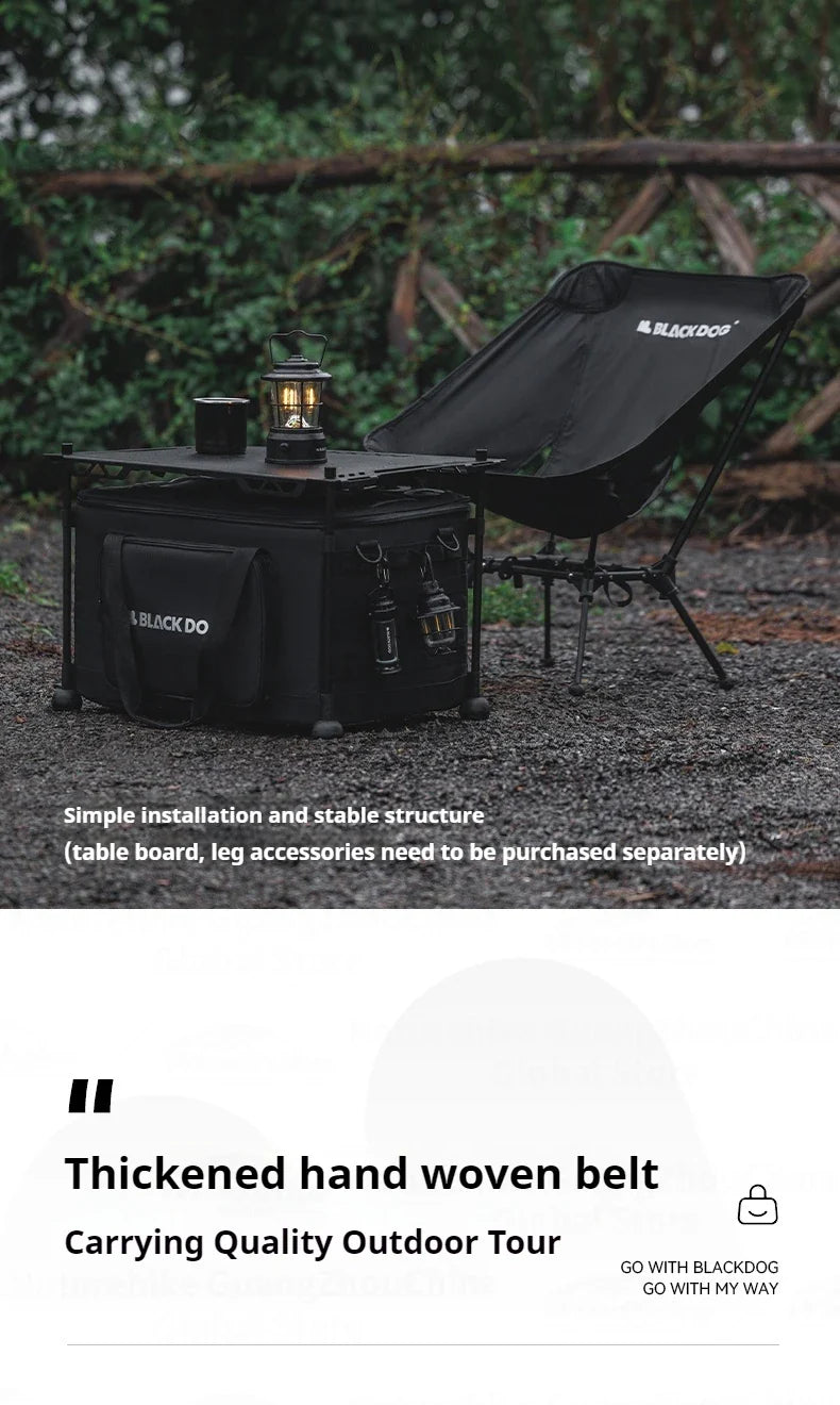 Blackdog Tactical Storage Bag Portable Foldable 51L Large Capacity Multifunctional Table Camp Gear Box Side Door Handbag Outdoor Camping Accessories 600D Oxford Cloth