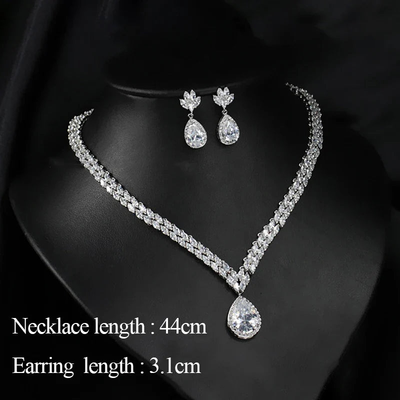 Bridal Jewelry Set – Classic Marquise CZ Necklace & Earrings for Wedding Brides
