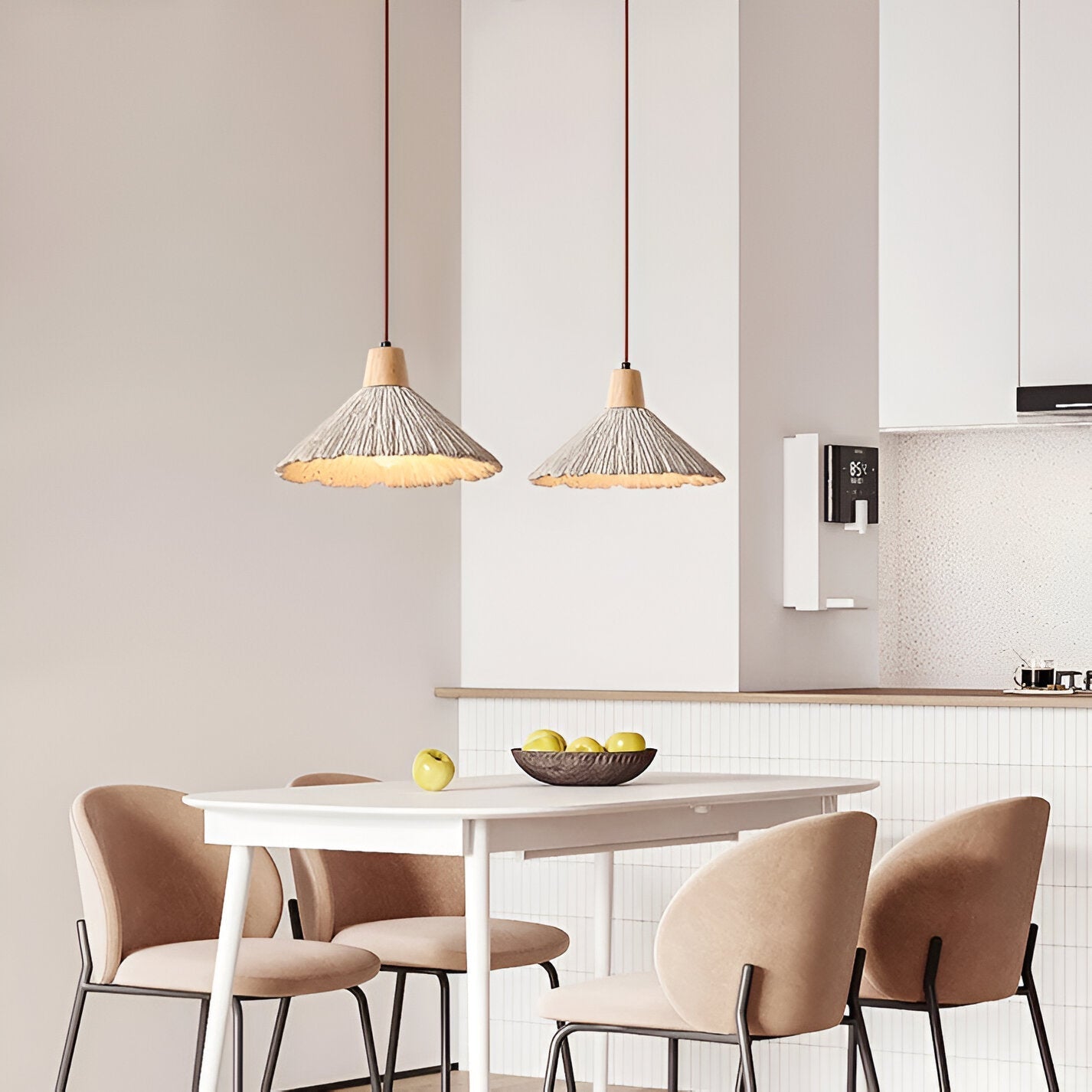 Cream Wabi-Sabi Cement Pendant Light With E27 LED Light