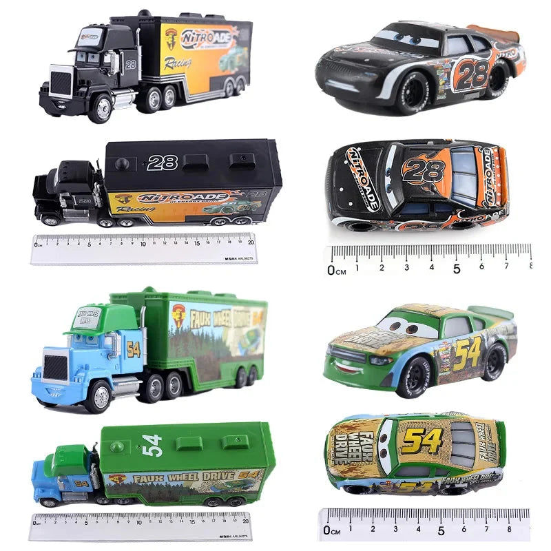 Disney Pixar Cars 3 Lightning McQueen, Jackson Storm, Cruz Ramirez, Hudson Mack Truck & Chick Hicks Toy Set