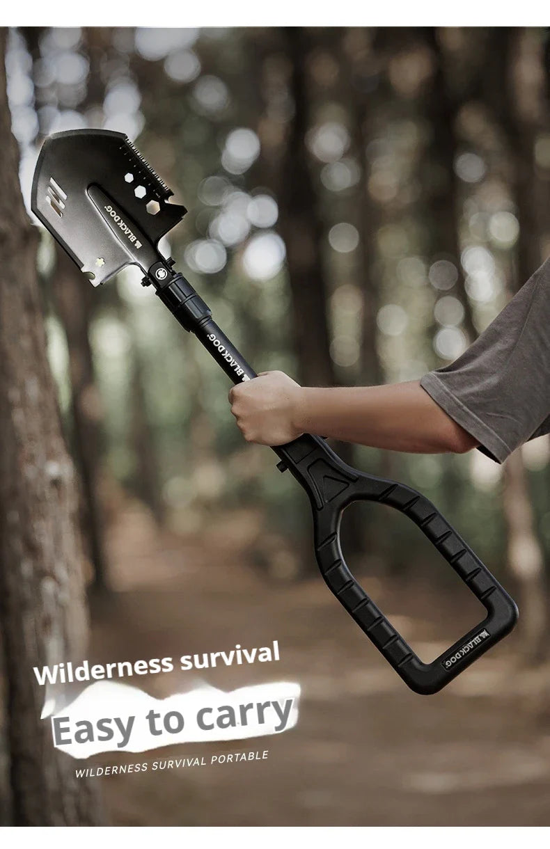 Blackdog Foldable Portable Engineer Shovel Outdoor Lightweight Multifunctional Stainless Steel Thickened Camping Shovel Fishing Hiking Tool Equipment