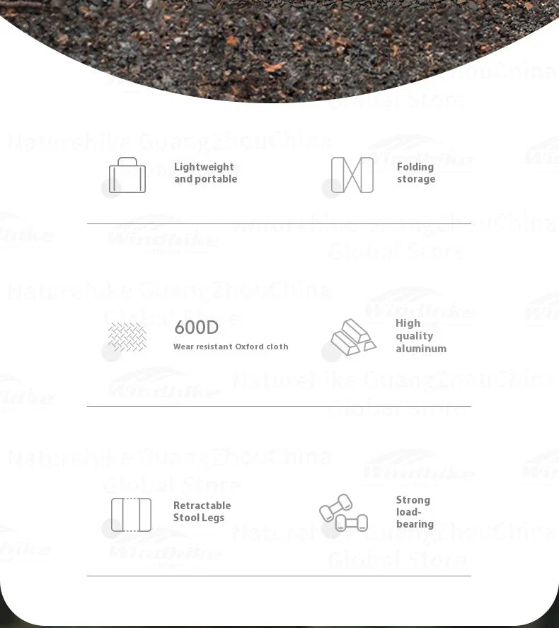 BLACKDOG Portable Folding Stool Ultralight Foldable Storage Seat Camping Fishing Mini Chair Outdoor Load 120kg 6061 Aluminum Alloy 600D Oxford Cloth