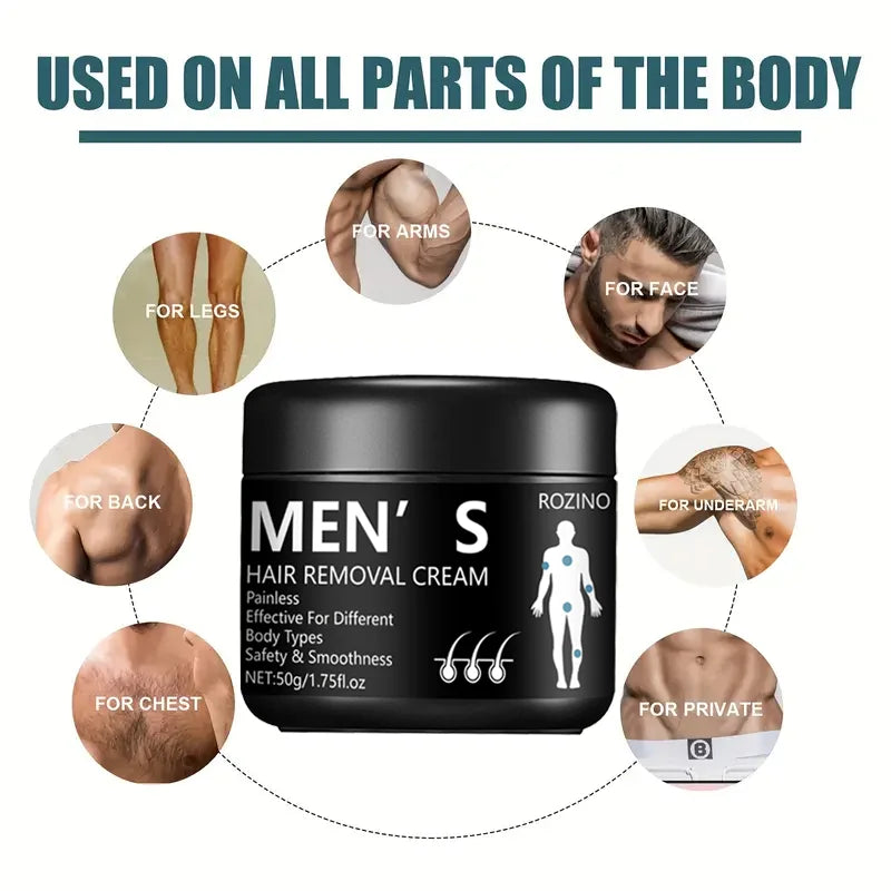 50g Men's Professional Hair Removal Cream, Men's Hair Removal Cream Painless, Suitable For Different Body Types And Parts, Easy