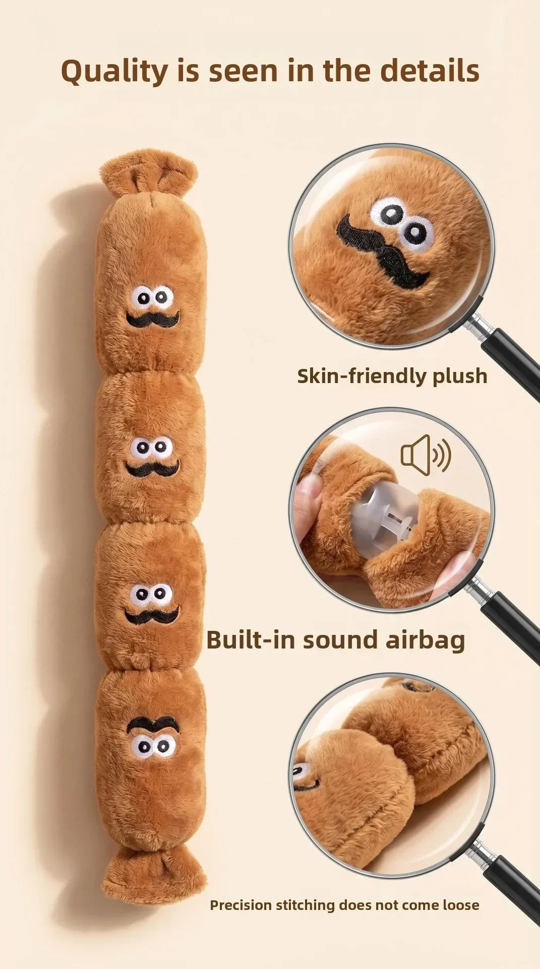 Squeaky Plush Sausage Dog Toy