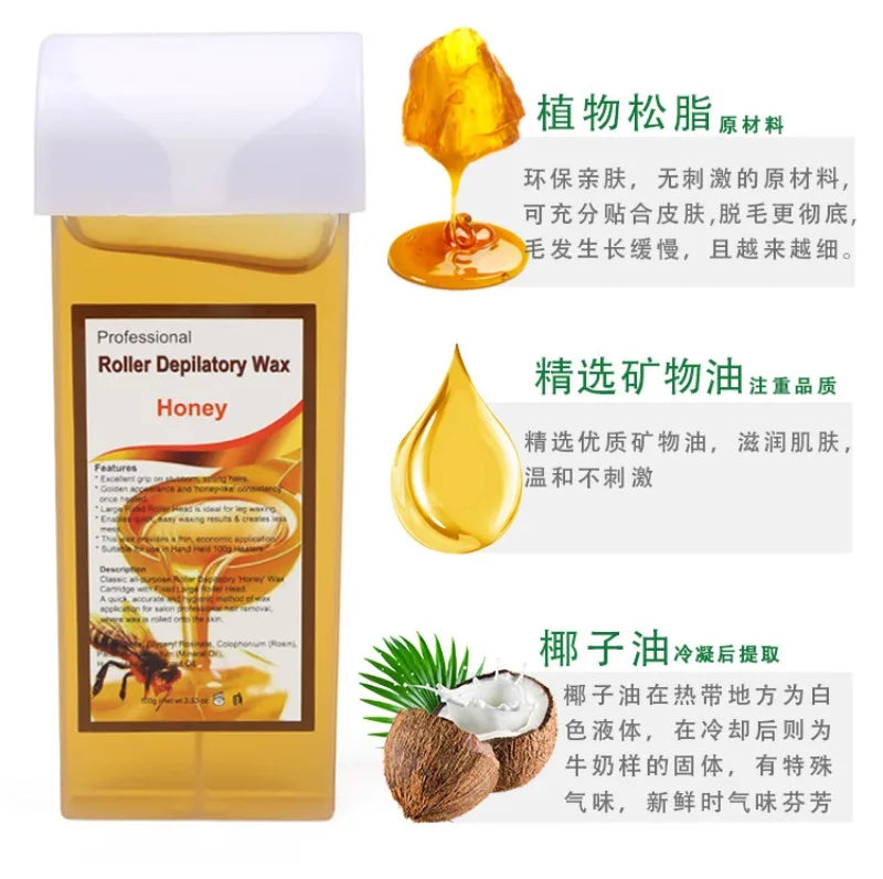 100g Hair Removal Wax Gentle Non-irritating Hot Depilatory Cream Wax Cartridge Beeswax Warmer Waxing Hair Removal for Women Men