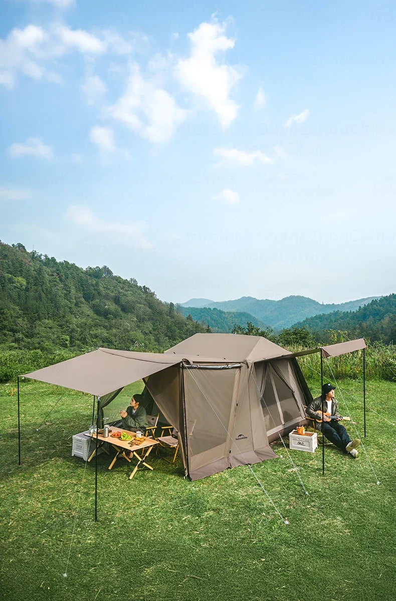 PRE-ORDER Naturehike VILLAGE 6.0 Gen 2 Flagship Edition Fast Automatic Cabin Tent Ti Black Coated Sunscreen Large 15m² Use Space 4 Person Waterproof