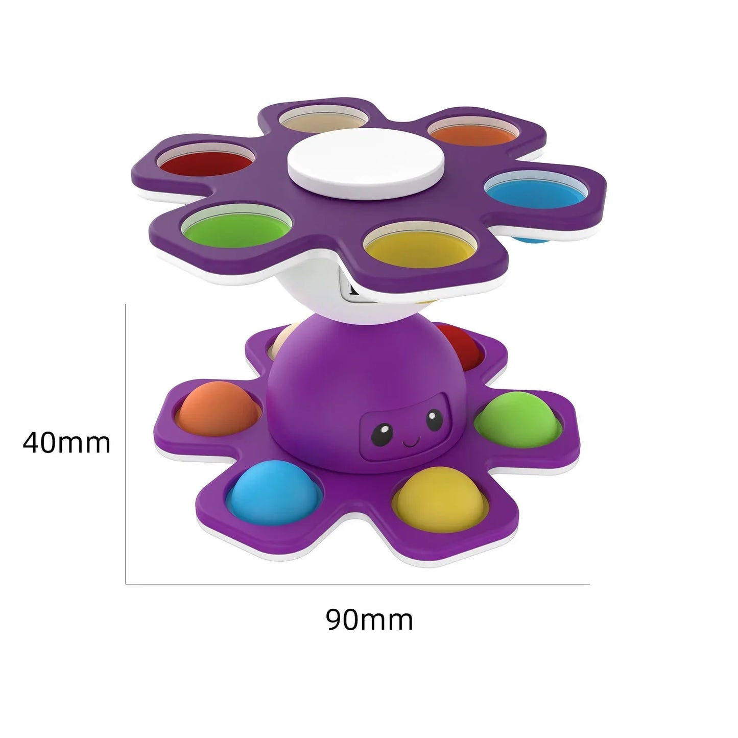 Anti-Stress Push Bubble Fidget Spinner Toy - Sensory Face-Changing Spinner for Kids Stress Relief