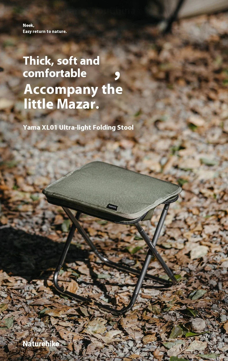 Naturehike Ultralight Folding Stool Portable Mini Chair 7075 Aluminum Alloy Fishing Outdoor Camping Chair 3CM Thick Cushion Seat Load 180kg