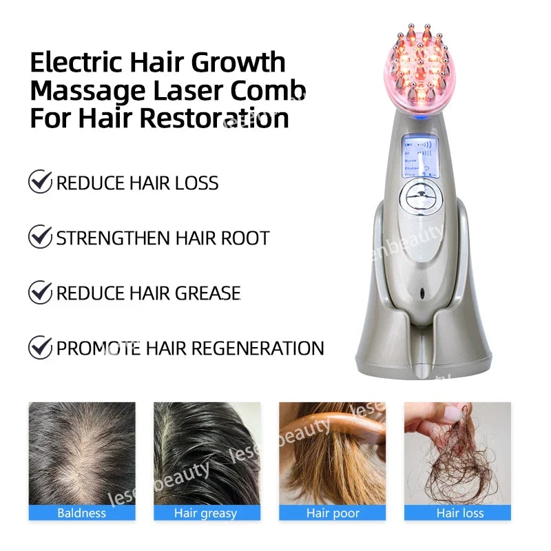 Infrared EMS Electric Laser Hair Growth Anti-Dropping Massager Scalp Massage Comb Micro-current Hair Care for Hair Loss Treatmen