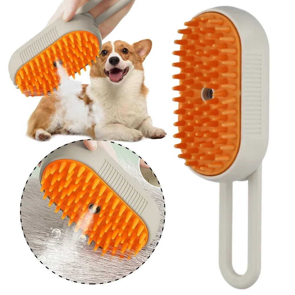 3-in-1 Steam Grooming Brush for Cats & Dogs